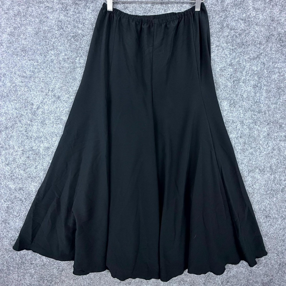 Vintage Merle Chicago Maxi Skirt Womens 8 Black Elastic Waisted Career Flowy